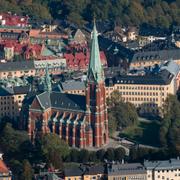 
 Flygbild över S:t Johannes kyrka, 2011.
