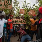 Oppositionella demonstranter i Malawi.