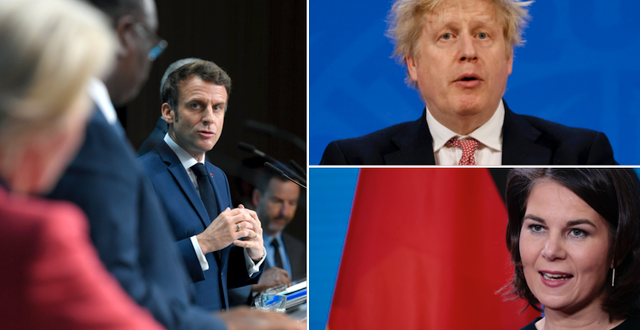 Macron, Johnson och Baerbock TT