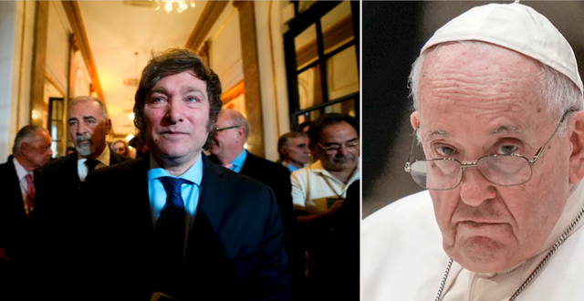 Javier Milei och påve Franciskus TT/AFP
