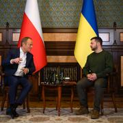 Donald Tusk och Ukrainas president Volodymyr Zelenskyj. 