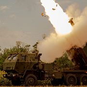 Ett exemplar av raketartillerisystemet Himars i Ukraina.