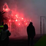 Gais klack eldar bengaler under matchen mellan Elfsborg och Gais i Svenska cupen i februari. 