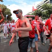 Polska fans i Marseille inför kvällens match mot Ukraina.