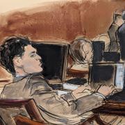 In this courtroom sketch, FTX founder Sam Bankman-Fried