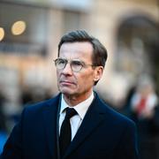 Statsminister Ulf Kristersson (M) efter en minnesgudstjänst i S:t Nicolai kyrka i Örebro.