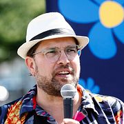 Sverigedemokraternas partiledare Jimmie Åkesson fotograferad i Söderköping den 24 juli.