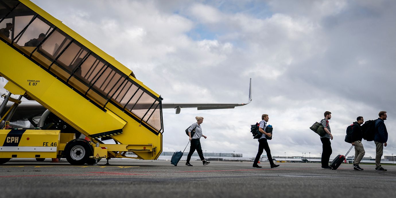 Passagerare på flygplatsen i Köpenhamn.