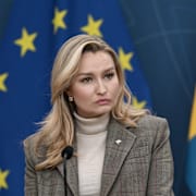 Energi- och näringsminister Ebba Busch (KD), under en pressträff på kärnkraftsområdet.