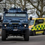 Insatsstyrkan med Sandcat fanns på plats på begravningen.