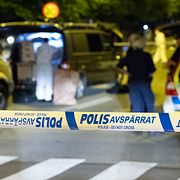 Polisens tekniker efter måndagens dödsskjutning.