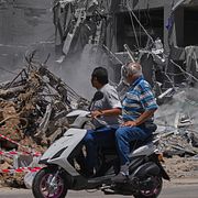 En bild från Libanon efter israeliska attacker.