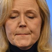 Centerledaren Elisabeth Thand Ringqvist efter den andra talmansrundan.