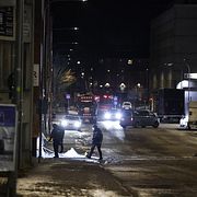 Bild från polisinsatsen i Vinsta.