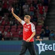 Viktor Gyökeres presenteras av Arsenal under klubbens försäsongsmatch i Singapore.