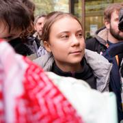 Greta Thunberg i samband med rättegång i London, 15 november.