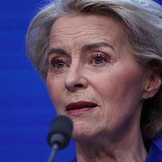 Ursula von der Leyen på tisdagens presskonferens. 