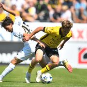 Mjällbys Ludwig Malachowski Thorell i tidigare match mot AIK:s Taha Ayari.