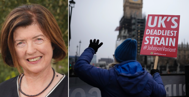 Sue Gray/Protester mot Boris Johnson i London. TT