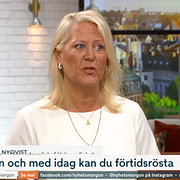 Anna Nyqvist i Nyhetsmorgon i dag.