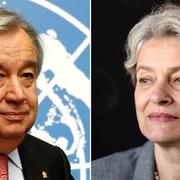 António Guterres (t v), Irina Bokova (t h)