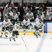 Björklövens spelare jublar efter final 4 i Hockeyallsvenskan mellan Karlskoga och Björklöven.