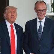 Trump och Merz under förbundskanslerns besök till Vita huset.