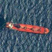 This satellite image taken by Maxar Technologies shows the Belize-flagged ship Rubymar in the Red Sea on Friday, March 1, 2024. The Rubymar, earlier attacked by Yemen's Houthi rebels