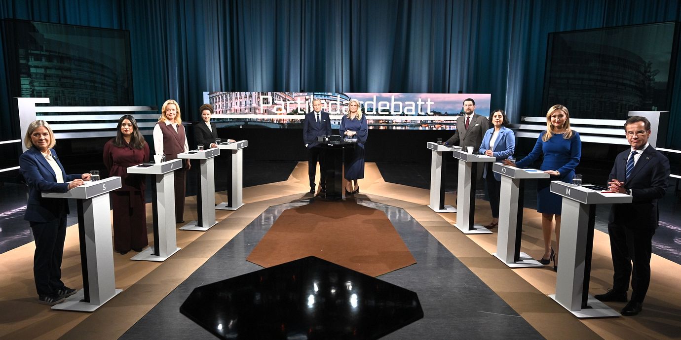 Arkivbild från en partiledardebatt i SVT.