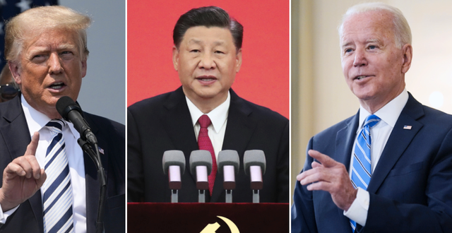 Donald Trump, Xi Jinping och Joe Biden. Seth Wenig/TT, Anonym/XINHUA, Andrew Harnik/TT