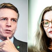 Per Bolund (MP) och Birgitte Bonnesen, vd i Swedbank. 