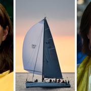 Åsa Romson, havet utanför Visby och Isabella Lövin.