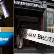 Arkivbilder: New York-börsen, Stockholmsbörsen, bilder från storbanken Lehman Brothers konkurs 2008.