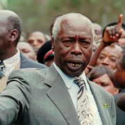 Daniel arap Moi utanför sitt kontor i juli 1997.