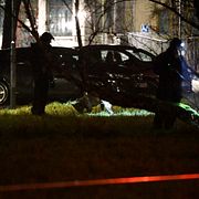 Polis på brottsplatsen förra veckan
