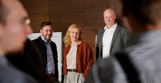 Centerpartiets nya partiledarkandidater Muharrem Demirok, Elisabeth Thand Ringqvist och Daniel Bäckström. Adam Ihse/TT