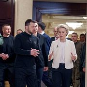 Ursula von der Leyen och Volodymyr Zelenskyj under ett möte förra året.