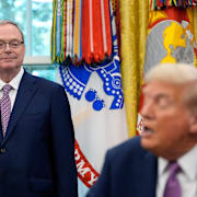 Hassett och Trump. Arkivbild.