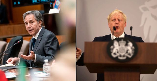 Antony Blinken/Boris Johnson. AP