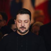 Zelenskyj under mötet. 