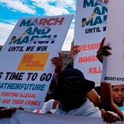 Sydafrikanska protester mot illegal invandring i Johannesburg.
