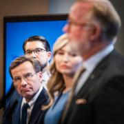 Partiledarna Jimmie Åkesson (SD),  Ulf Kristersson (M),  Ebba Busch (KD) och Johan Pehrson (L).