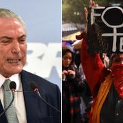 Brasiliens president Michel Temer/Demonstrant i Sao Paolo. 