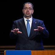 Arkivbild från 2024: Daron Acemoglu, Nobelpristagare i ekonomi, mottagare av Sveriges Riksbanks pris i ekonomisk vetenskap till Alfred Nobels minne 2024, under Nobelföreläsningen i ekonomisk vetenskap i Aula Magna, Stockholms universitet, på söndagen. 