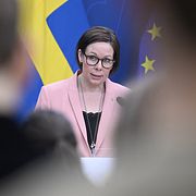 Utrikesminister Maria Malmer Stenergard (M) håller en pressbriefing om Mellanöstern.