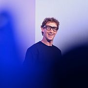 Meta CEO Mark Zuckerberg wears artificial intelligence-powered smart glasses as he speaks during the company’s Connect developer conference in September 2025.