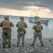 Soldater under svensk-amerikansk övning 2022.