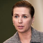 Prime Minister Mette Frederiksen (S) at the doorstep after a meeting with party leaders regarding Greenland, at the Prime Minister's Office in Christiansborg, Copenhagen, on Thursday, January 9, 2025. 