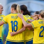 Sveriges tidigare landslag med bland andra Caroline Seger, Fridolina Rolfö och Lotta Schelin.