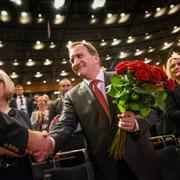 Stefan Löfven på Socialdemokraternas partikongress i Örebro under lördagen.